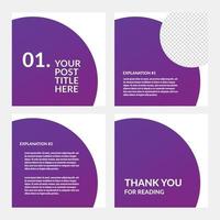 Gradient purple colored social media template with round text placeholder. Suitable for carousel or microblog post style. vector