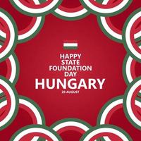 Hungary state foundation day celebration vector template with circular national flags within red background. Suitable for greeting card template and social media post.