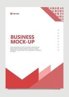 Abstract white business document cover template with red colored pattern and polygon shapes decoration. Suitable for annual report, catalog, prints, magazine, certificate, and publication. vector