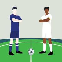 Two footballers with different jerseys. Japan vs Ghana. Football player. vector