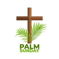 Christian Cross and palm leaves illustration. Palm Sunday design, Easter and the Resurrection of Christ 01 vector