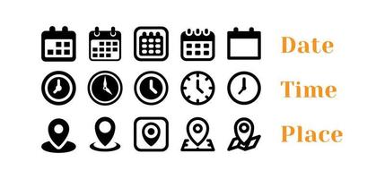 Date, Time, Address or Place Icons Symbol set 30 Desember 2022 vector