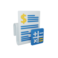 3d rendering accounting concept with calculator and colorful report or statement png