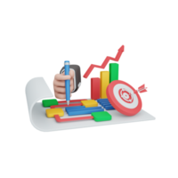 3d rendering planning concept with gear and colorful strategy symbol. useful for business png