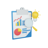 3d rendering results concept with clipboard and colorful report or statement png