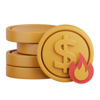 3d Renderização queimando dinheiro isolado útil para bancário, moeda, finança e global o negócio Projeto png
