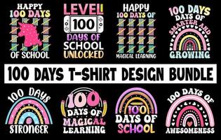 100th days of school t-shirt bundle, hundred days t-shirt design set, coloring t-shirt collection, kids t-shirt design set vector