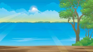 Beautiful 2D River Background With Dirty Road In a Village Area, Beautiful Nature For 2d Cartoon Animation Background vector