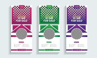 Home Sale Real Estate roll up banner or cover design template vector