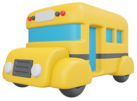 3D Rendering back to school bus cartoon style. 3D Render illustration. png