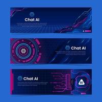 Chat AI Technology Banner Set vector