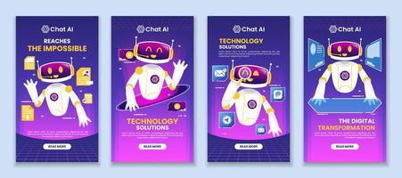 AI Robot Social Media Story Template vector