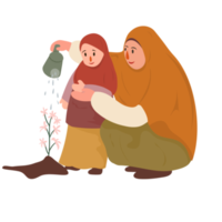 mother and daugther gardening png