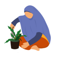 mujer musulmana jardineria png