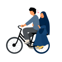 muslim couple ride a bike png