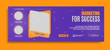 Modern banner template design for business webinar, marketing webinar, online class program, etc vector