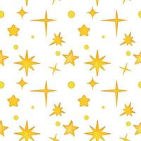 Seamless pattern of stars in yellow, orange colors on a white background. vector