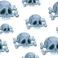 Seamless pattern with Human skull and crossbones, head of skeleton. Symbol of death or dangerous. Design element for halloween holiday vector