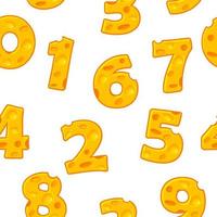 Seamless pattern of cheese numbers. Vector background