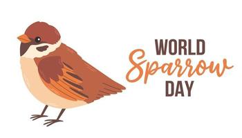 World Sparrow Day. March 20. Cute bird on white. Abstract background. Poster, banner, card, background. Eps 10. vector