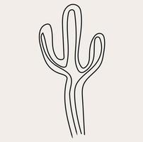 minimalista cactus línea arte, sencillo suculento dibujo, negro blanco, flor planta vector