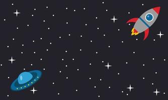 Space, rocket and ufo, background, vector. vector