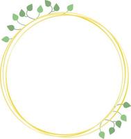 Round frame, golden lines and leaves, vector. vector