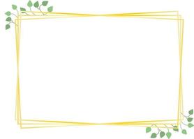 Rectangular frame, golden lines and leaves, vector. vector