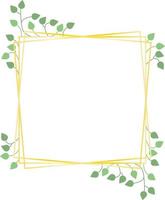 Square frame, golden lines and leaves, vector. vector
