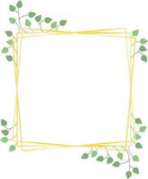 Square frame, golden lines and leaves, vector. vector