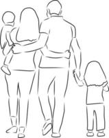 Family. Mother, father and two children, vector. Hand drawn sketch. vector