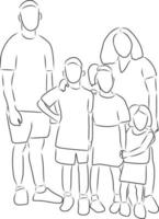 Large family, vector. Hand drawn sketch. vector