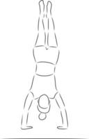 Handstand, vector. Hand drawn sketch. vector