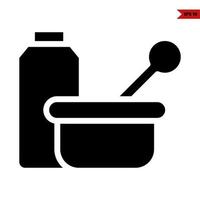 bowl with bottle drug glyph icon vector