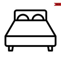 icono de línea de cama vector