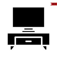 television in drawer glyph icon vector