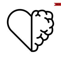 heart with brain line icon vector