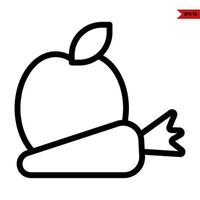 apple with carrot line icon vector