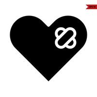 Bandage in heart glyph icon vector