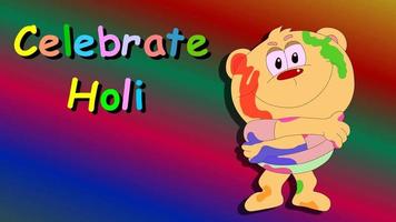 fofa engraçado pequeno Garoto - comemoro holi - indiano festival do cores. vetor ilustração video