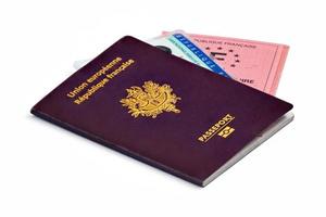 French identity papers, biometric passport, ID card and driver's license photo