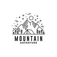 Mountain adventure retro hipsters logo design, line  logo template vector