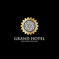 grand sun hotel logo inspiration, luxury hotel logo template vector