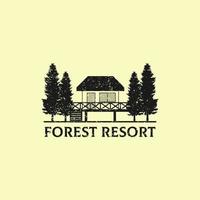 Rustic Forest Resort logo design, best for business and hotel logo idea vector