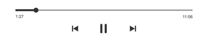 Loading bar with time slider, pause, rewind and fast forward buttons. Video or audio player playback panel. Simple template of media player interface vector