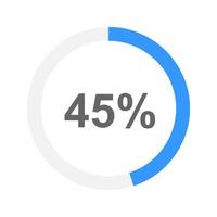 45 percent filled round downloading or battery charging process bar. Progress, waiting, transfer, buffering or loading icon. Infographic element for website or mobile app vector