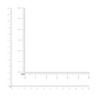 6 and 12 inches or 1 foot corner ruler template. Measuring tool with imperial units vertical and horizontal markup and numbers vector