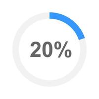 Round progress bar filled on 20 percent. Loading, waiting, transfer, buffering, downloading or battery charging icon. Infographic element for web site or mobile app interface vector