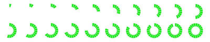 Round progress bars set. Process, loading, waiting, downloading, battery charging signs vector