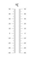 Vertical Celsius thermometer degree scale. Graphic template for meteorological measuring tool vector